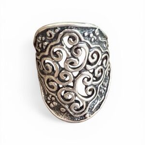 Vintage Filigree Sterling Silver 925 PZ Israel Statement Ring Size 6